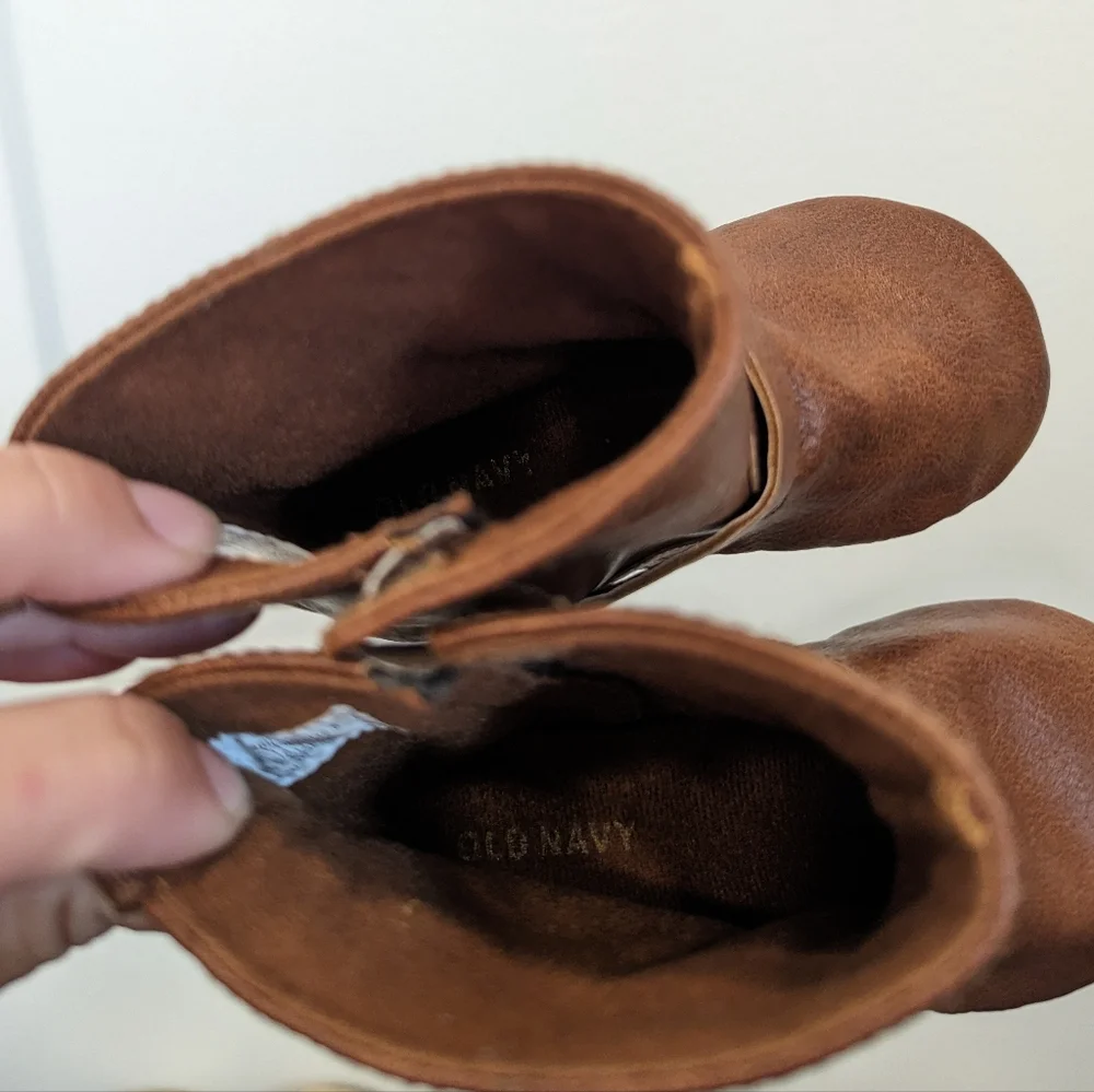 OLD NAVY baby girl brown leather bow tall boots 18-24 months
